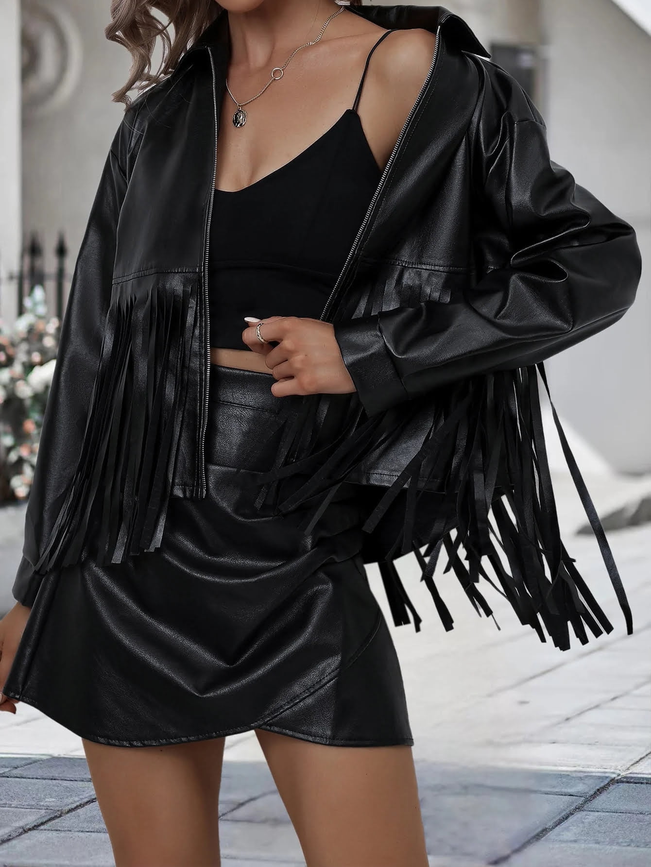black fringe leather jacket