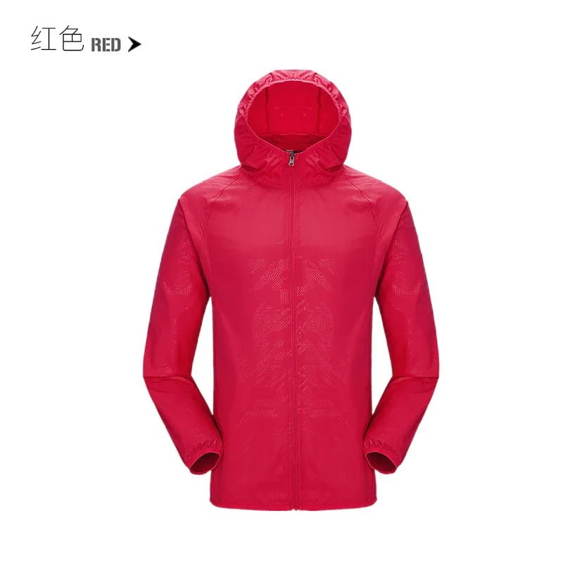 Red windbreaker jacket
