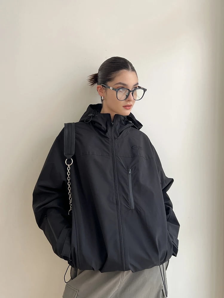 black windbreaker jacket womens