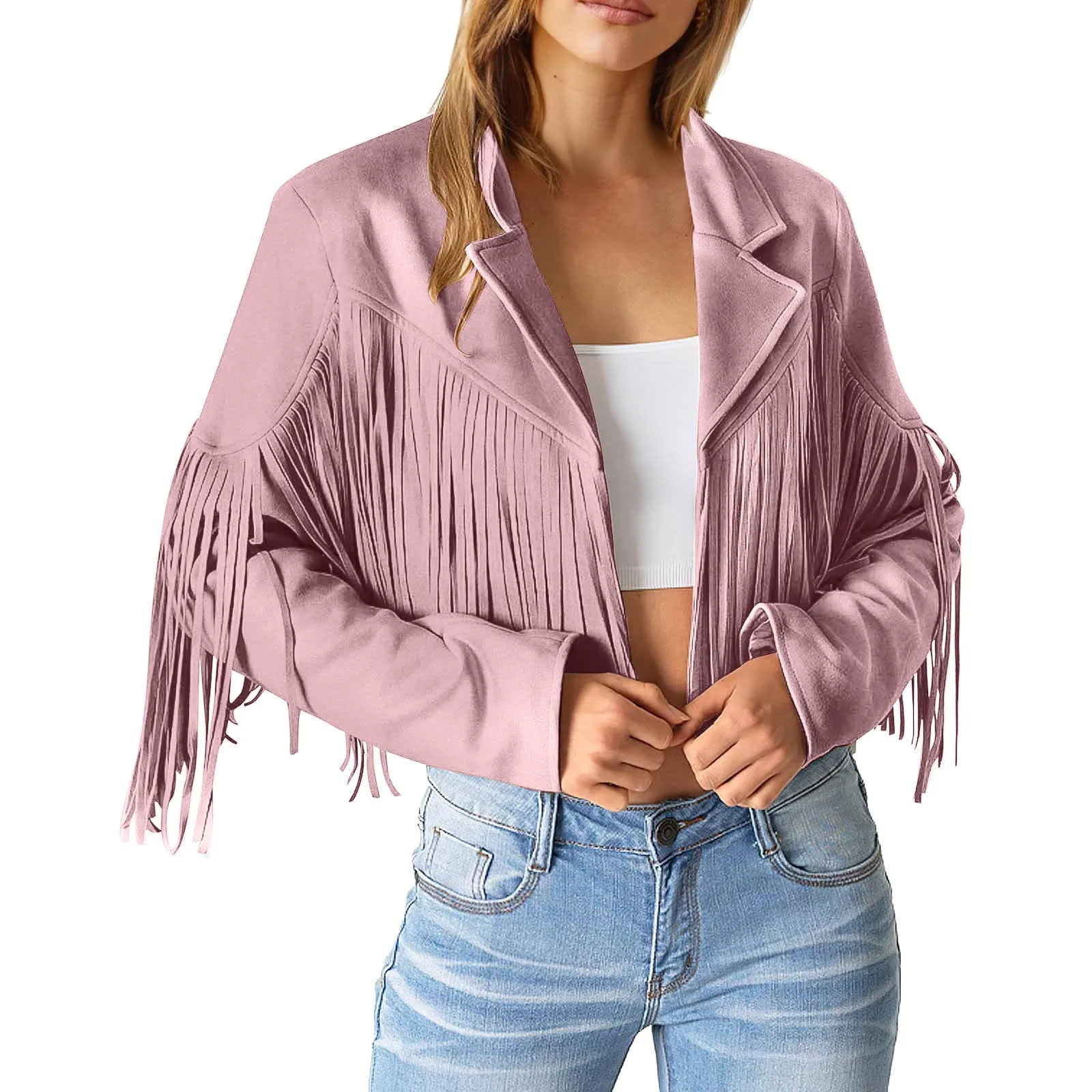Pink Fringe Leather Jacket